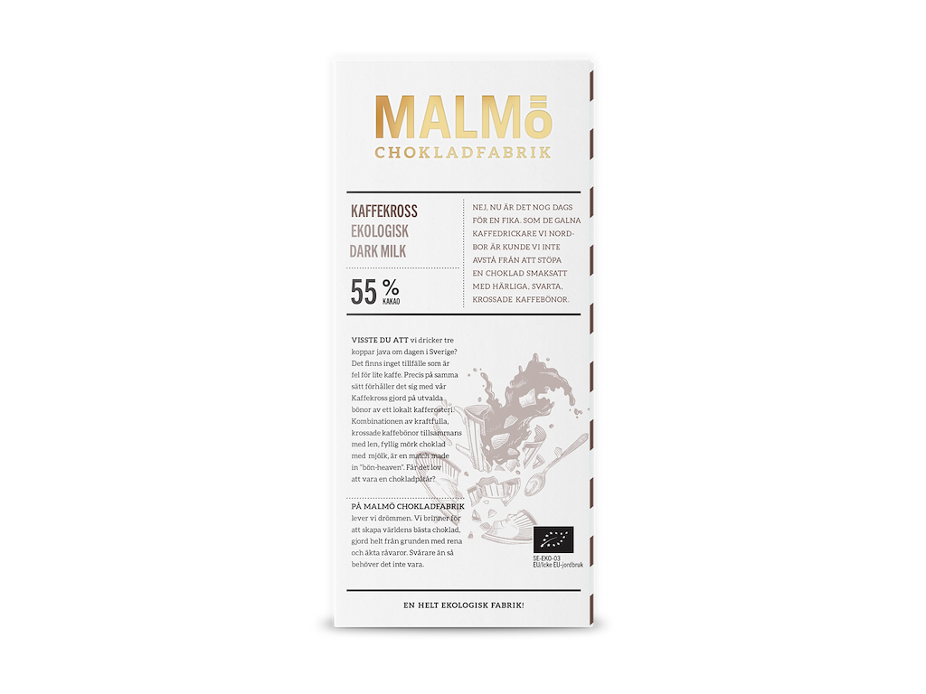 Malmö Plade Mørk 55 % Kaffekross Øko