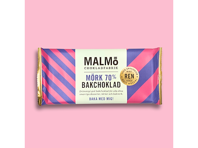 Malmö Vegansk Bagechokolade Mørk 70 % Øko