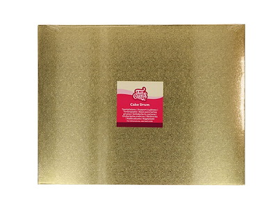 Bryllupskageunderlag guld 45x35 aflang