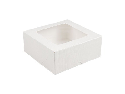 Kageæske Hvid 18x18x7,5 cm rude 50 stk
