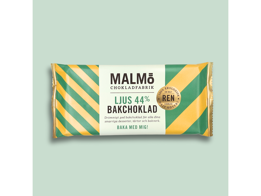 Malmö Bagechokolade Lys 44 % Øko