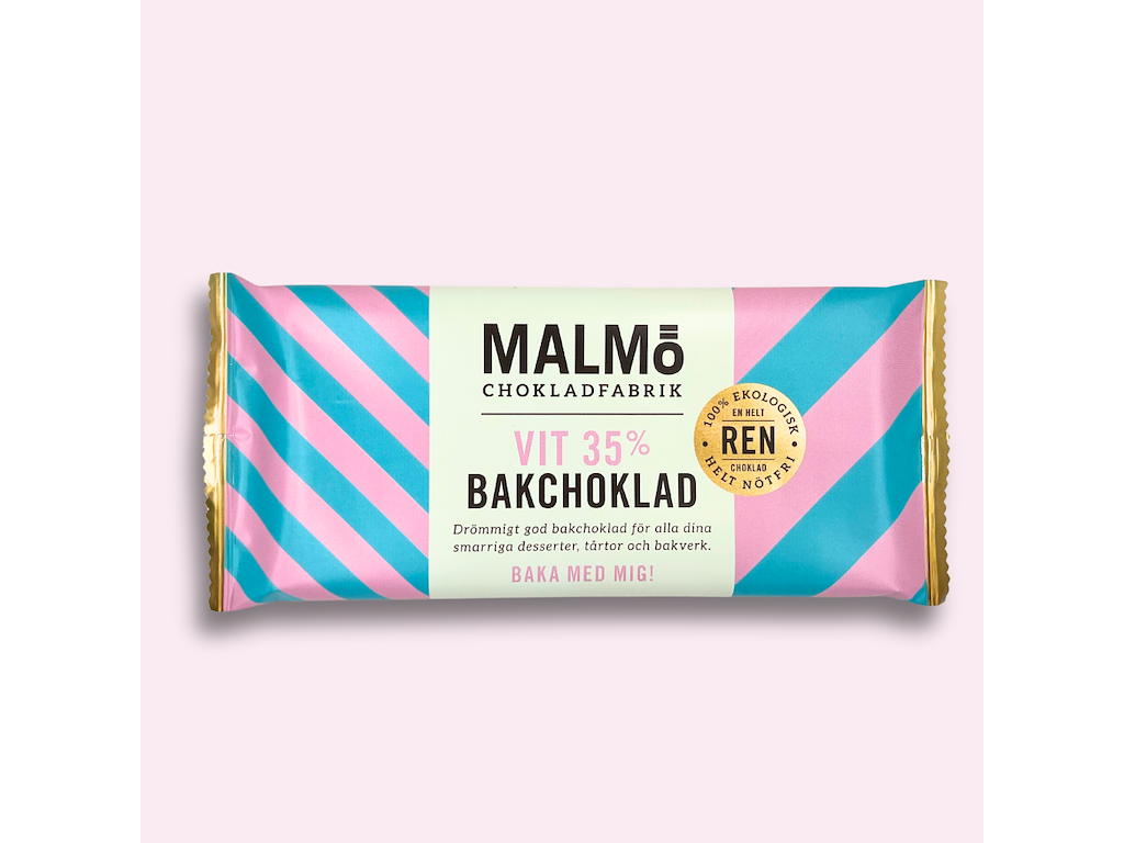 Malmö Bagechokolade Hvid 35 % Øko