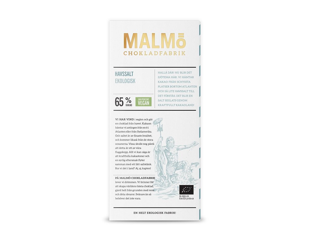 Malmö Plade Mørk 65 % havsalt vegansk