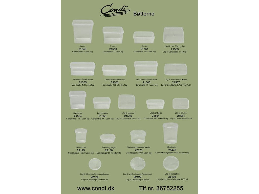 Condibøtte oversigt A4 (lamineret)