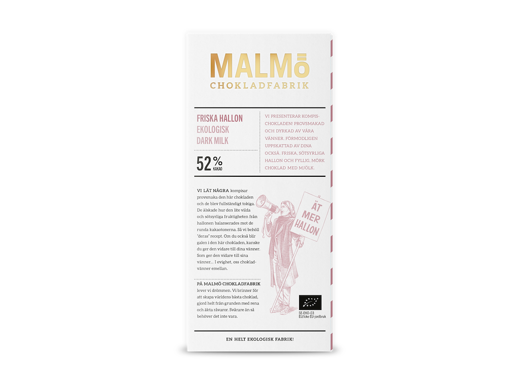 Malmö Plade Mørk 52 % Friska Hallon Øko