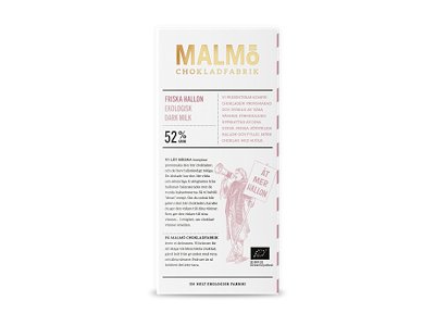 Malmö Plade Mørk 52 % Friska Hallon Øko