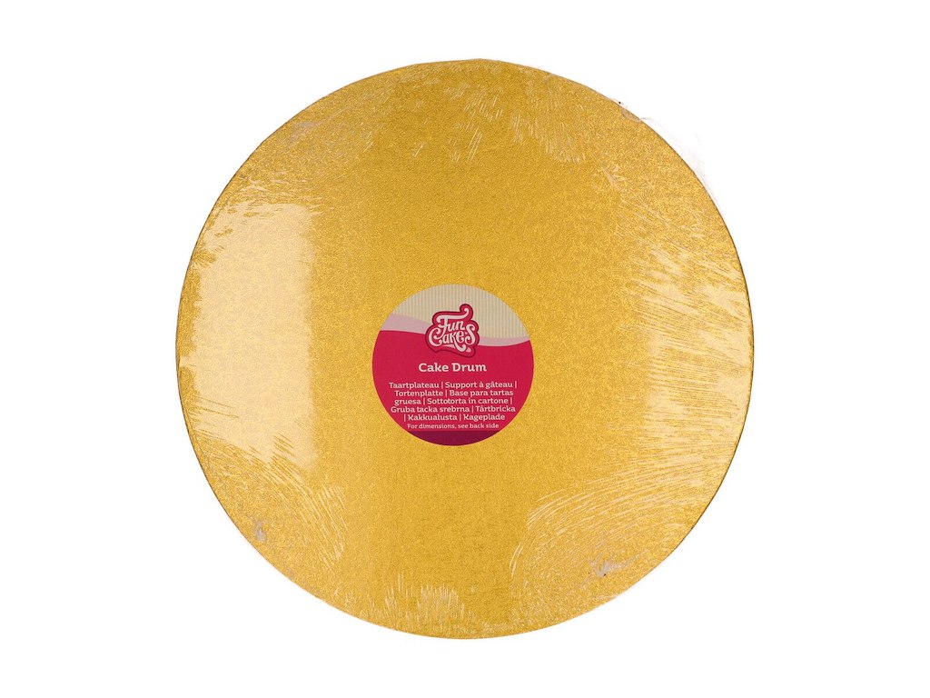 Bryllupskageunderlag guld 35cm rund 