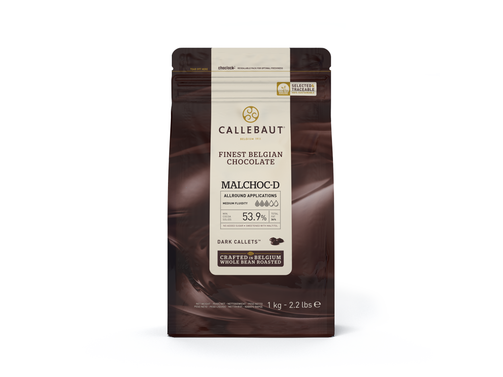 Mørk chokolade sukkerfri 53,9% 1 kg