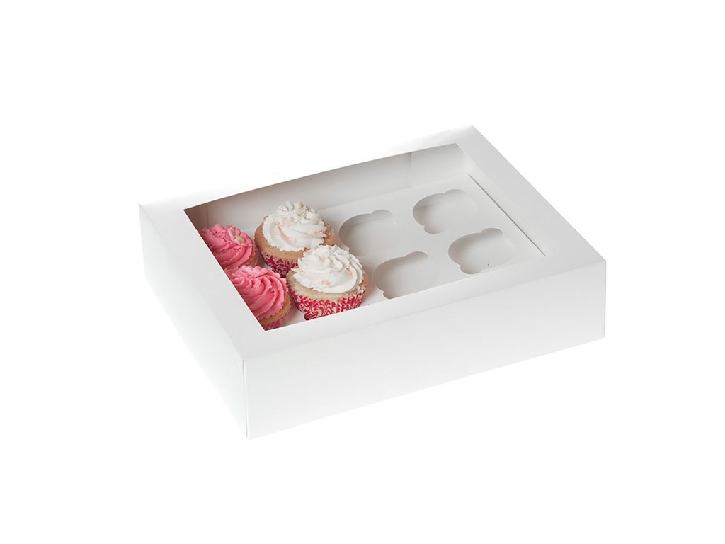 Kageboks til 12 cupcakes hvid 2 stk